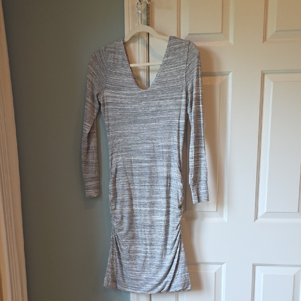 Banana Republic Gray and White Long Sleeve Bodycon Dress